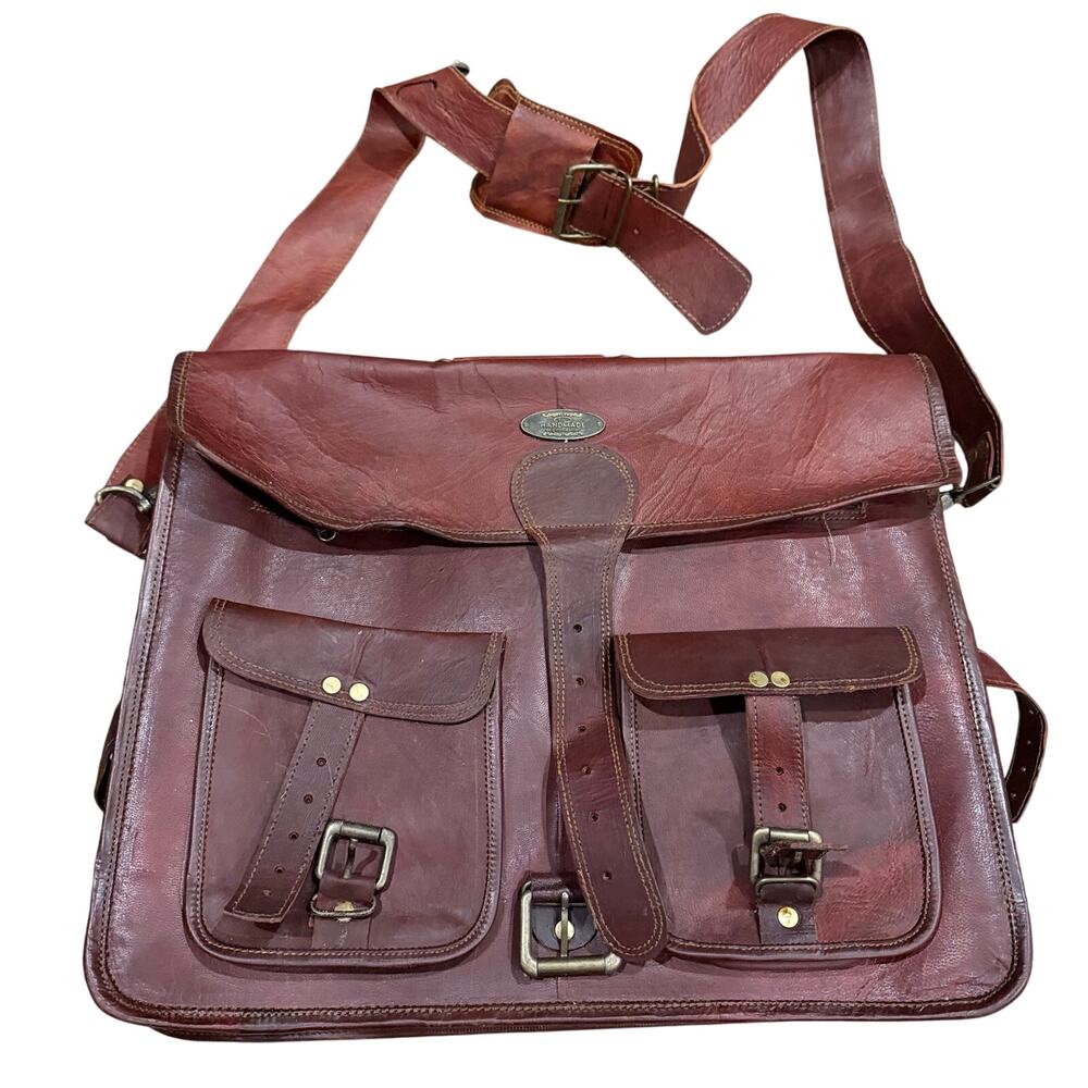 VTG Men's Laptop Real Leather Carry Shoulder Messenger Shoulder Briefcase Laptop